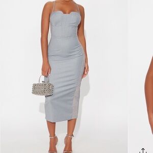 Fashion Nova Light Blue Midi Dress